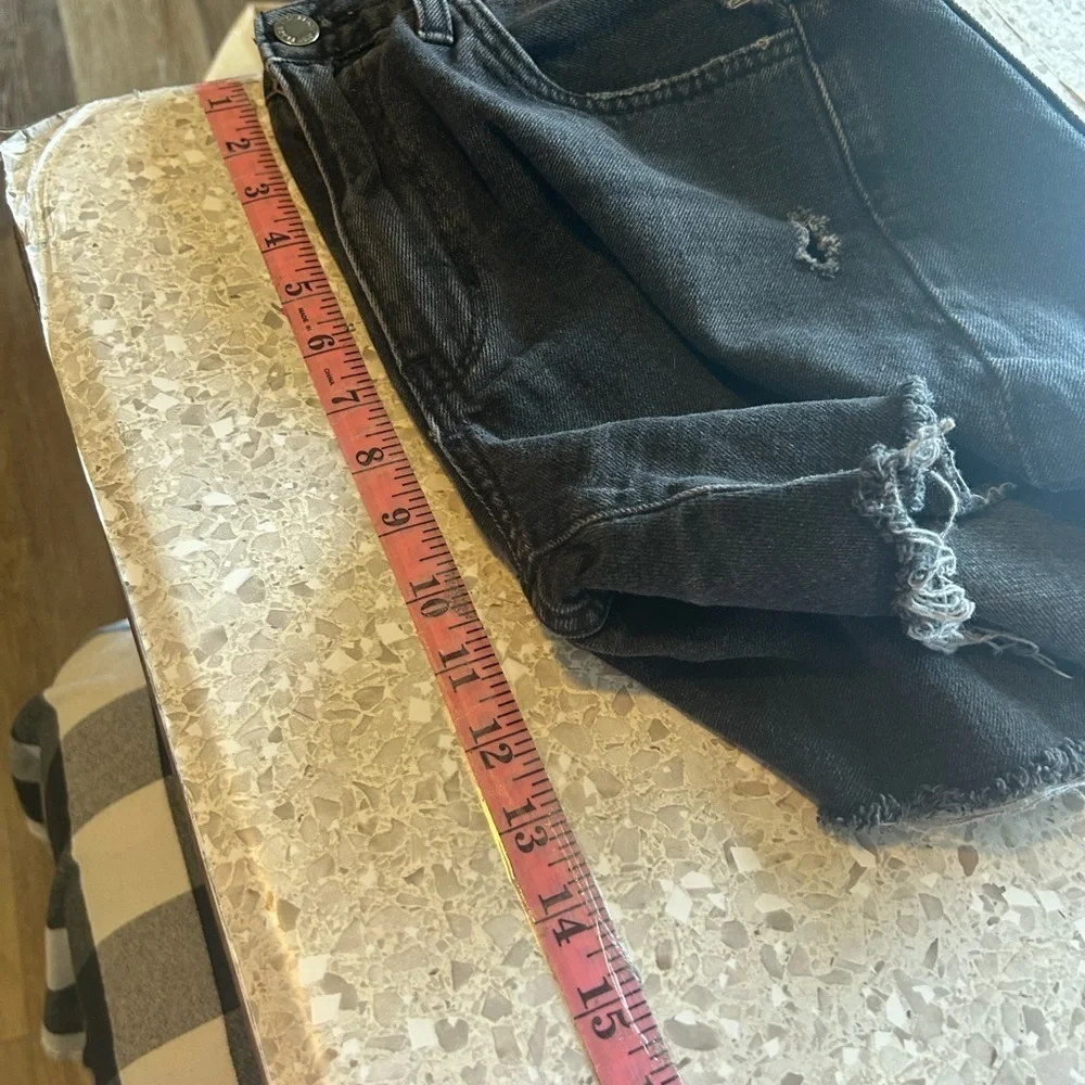 Just Black Denim Made In The USA Large distressed Raw Hew Shorts